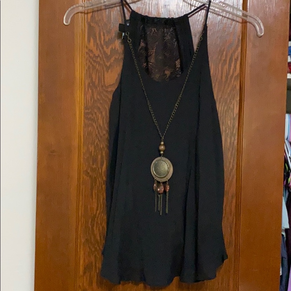Tank top with necklace attached